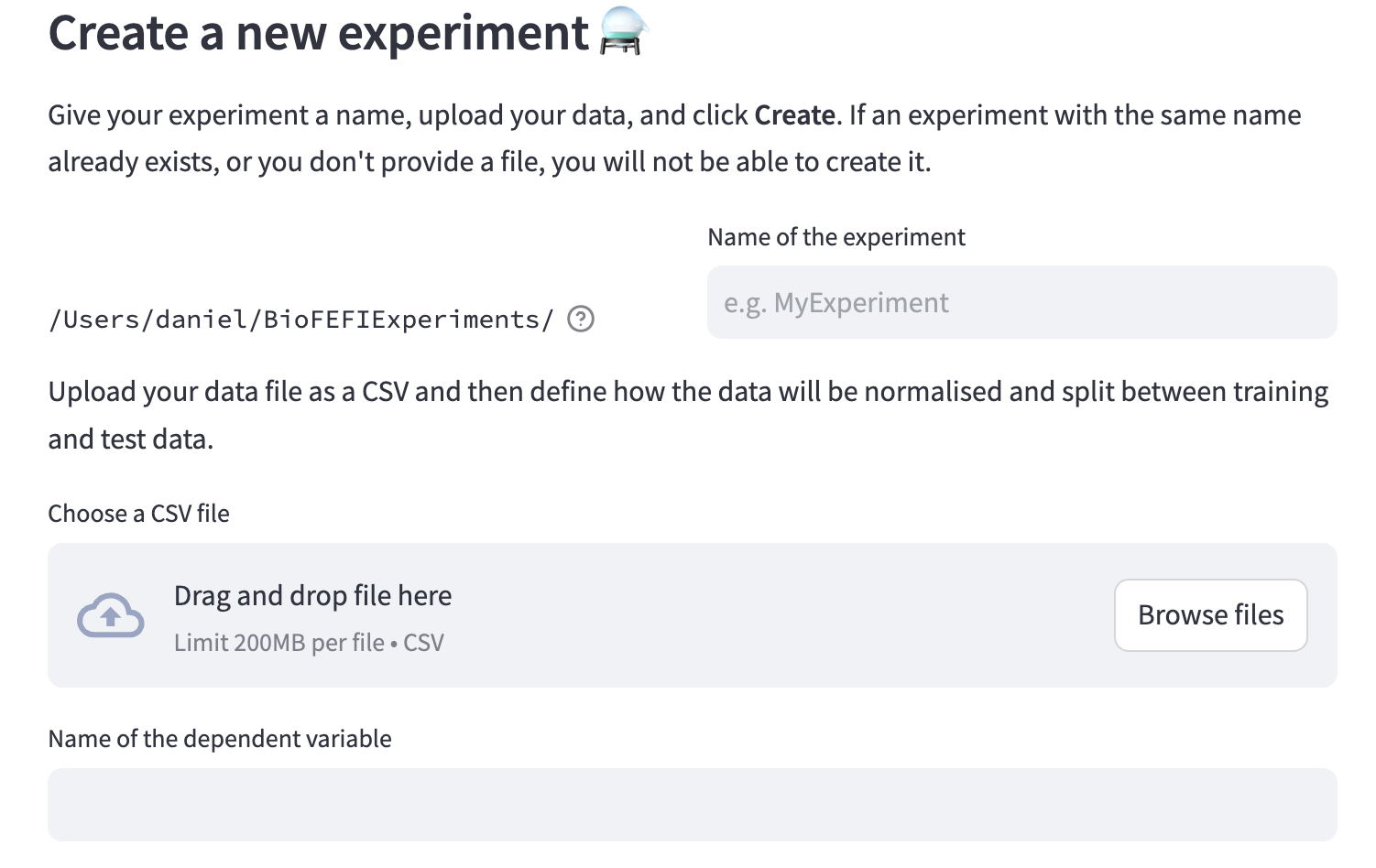 Configure experiment
