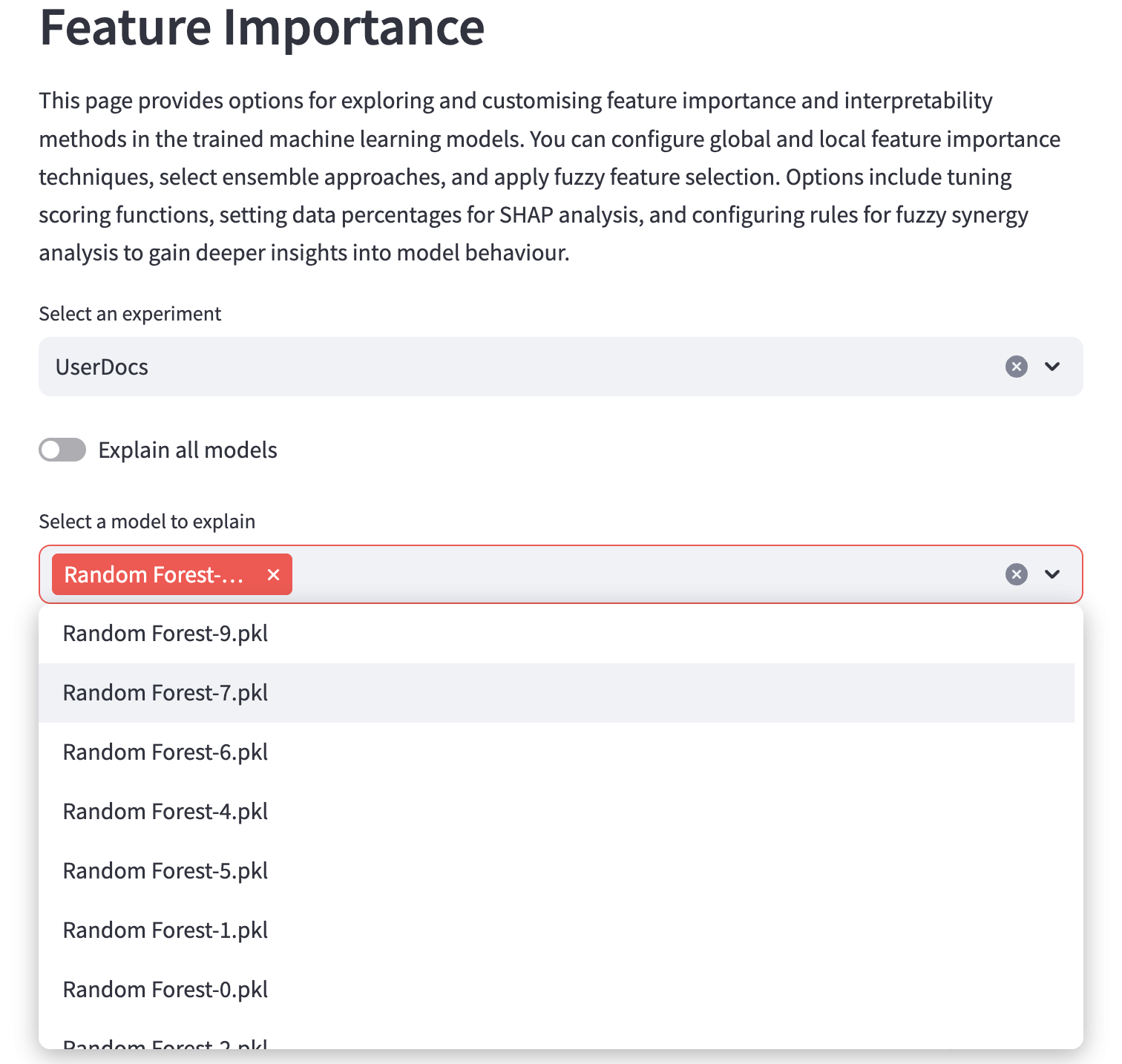 Select specific models