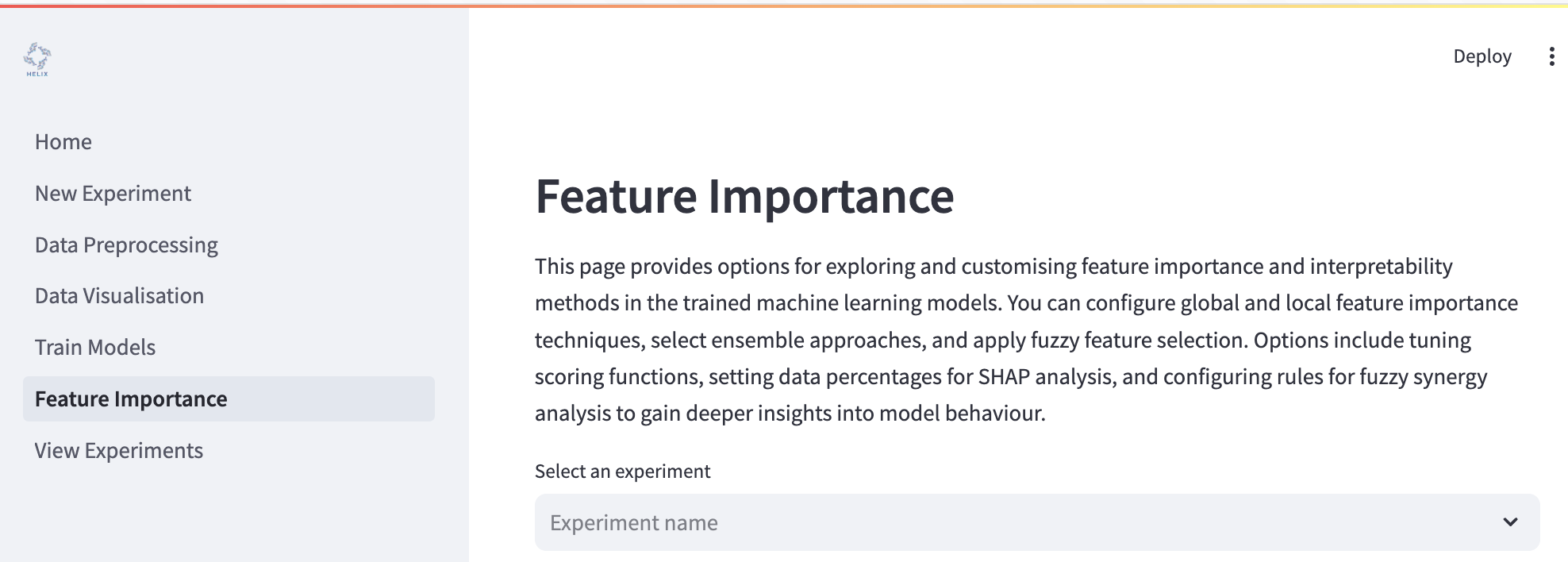 Feature importance page