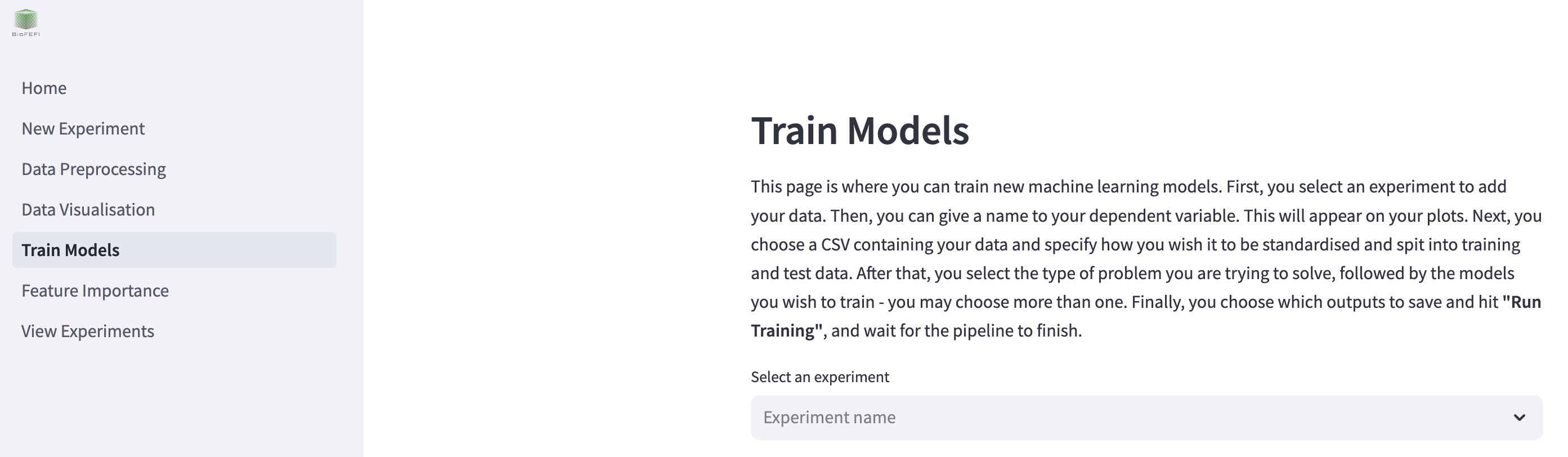 train models page